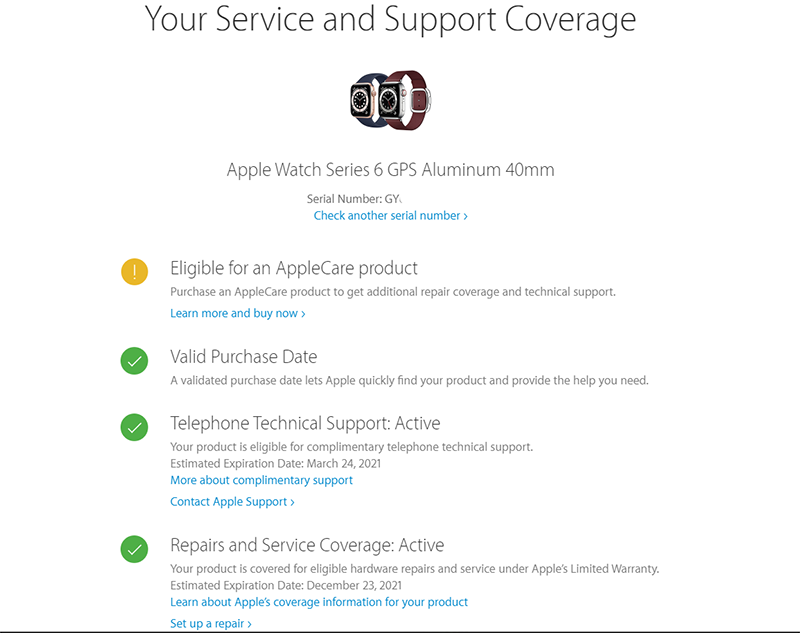 Hướng dẫn kiểm tra bảo hành các thiết bị của Apple