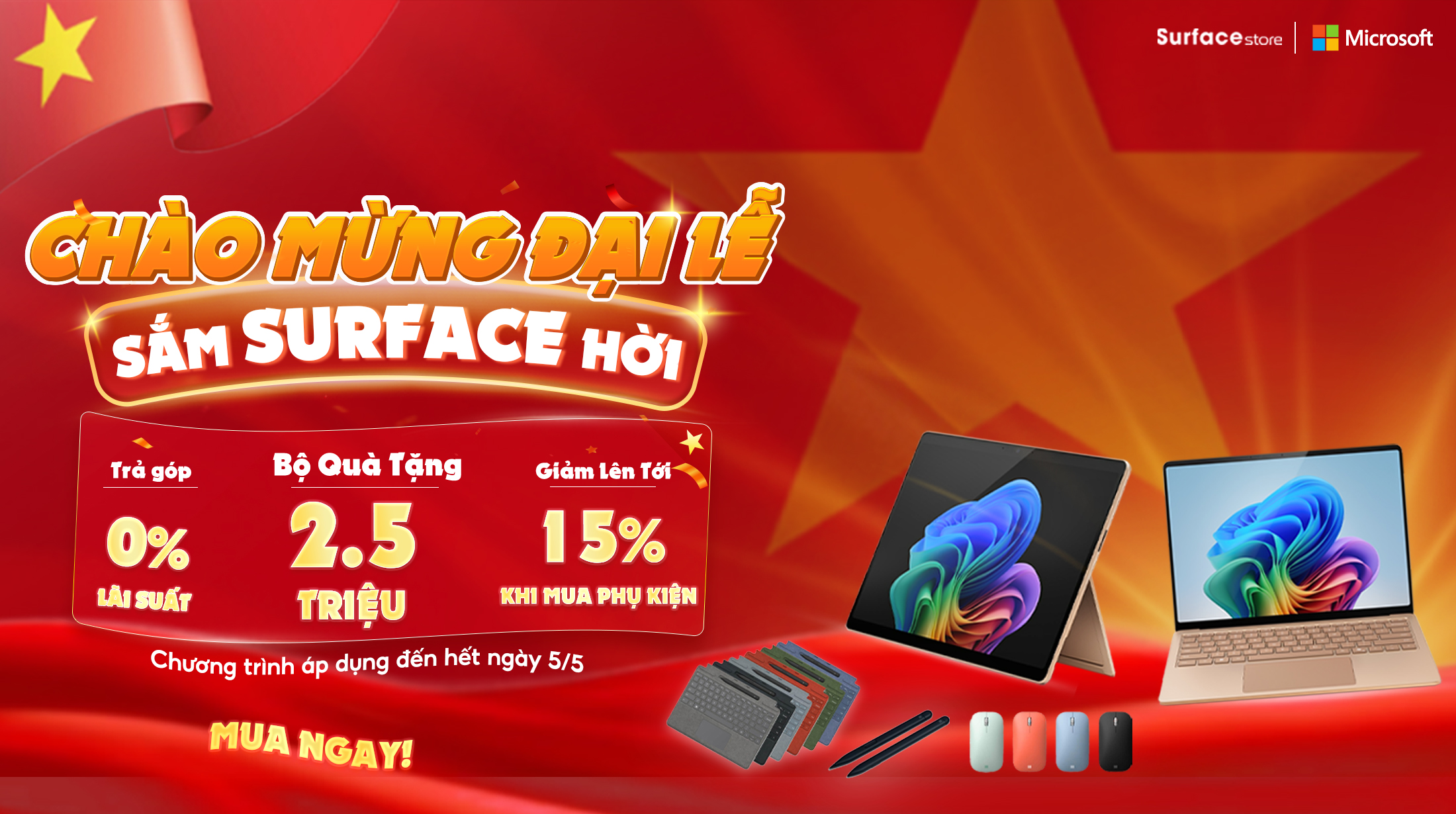 🎉 CHÀO MỪNG ĐẠI LỄ 30/4 – 1/5: ƯU ĐÃI KHỦNG CHỈ CÓ TẠI SURFACE STORE! 🎉